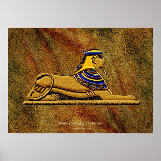 Egyptian Sphinx on Leather-effect Art Poster (Front)