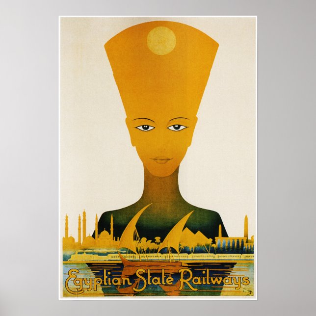 Egyptian State Railways Vintage Travel Poster Ad (Front)