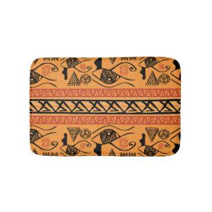 Egyptian Striped, Tribal Vintage Motif. Bath Mat
