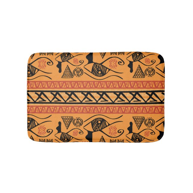 Egyptian Striped, Tribal Vintage Motif. Bath Mat (Front)