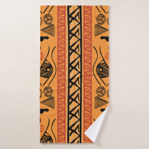 Egyptian Striped, Tribal Vintage Motif. Bath Towel