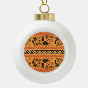 Egyptian Striped, Tribal Vintage Motif. Ceramic Ball Christmas Ornament