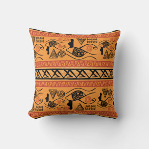 Egyptian Striped, Tribal Vintage Motif. Cushion