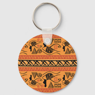 Egyptian Striped, Tribal Vintage Motif. Key Ring