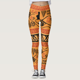 Egyptian Striped, Tribal Vintage Motif. Leggings