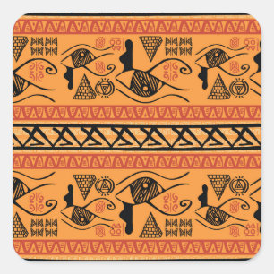 Egyptian Striped, Tribal Vintage Motif. Square Sticker