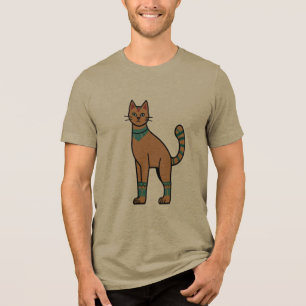 Egyptian Style Cat Illustration T-Shirt Tri-Blend Shirt