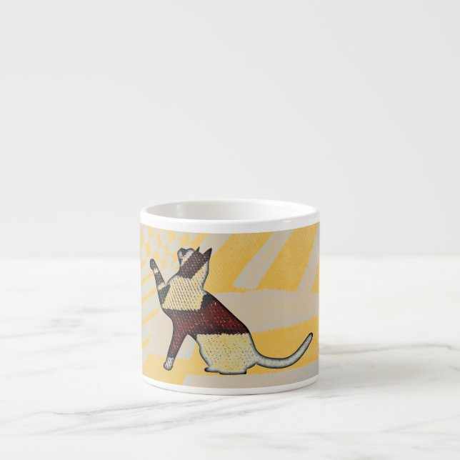 Egyptian-style cat sitting, ceramic cappuccino cup (Front)