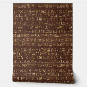 Egyptian Symbols Egypt Theme Gold and Brown Wallpaper