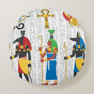 Egyptian Symbols Round Cushion