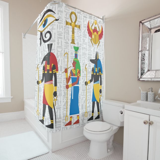 Egyptian Symbols Shower Curtain (In Situ)