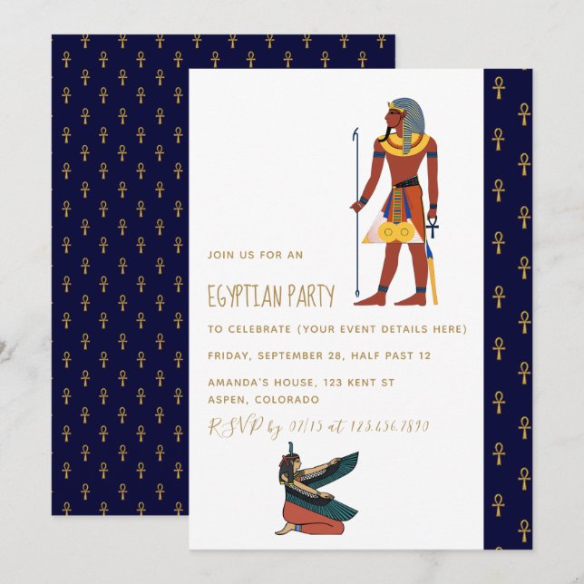 Egyptian Themed Party Invitation (Front/Back)