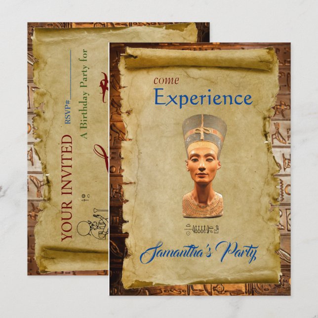 Egyptian Themed Party Invitation Flat Card (Front/Back)