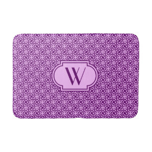 Egyptian tile pattern, amethyst and orchid bath mat