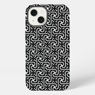 Egyptian tile pattern, black and white iPhone 13 case