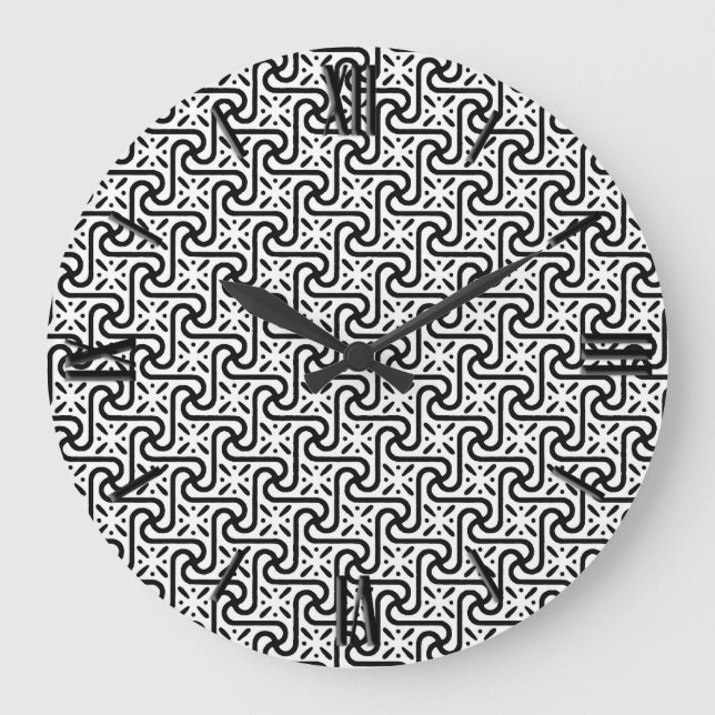 Egyptian tile pattern, black and white large clock (Front)