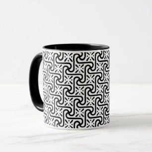 Egyptian tile pattern, black and white mug