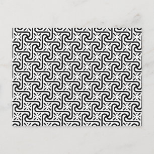 Egyptian tile pattern, black and white postcard
