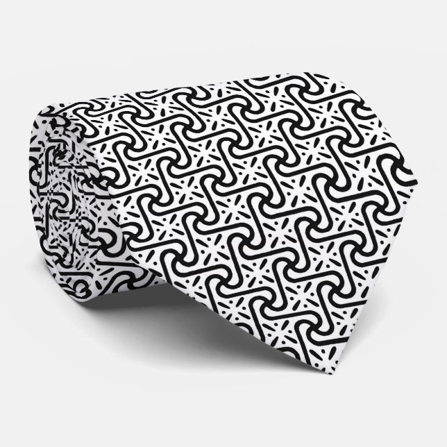 Egyptian tile pattern, black and white tie (Rolled)