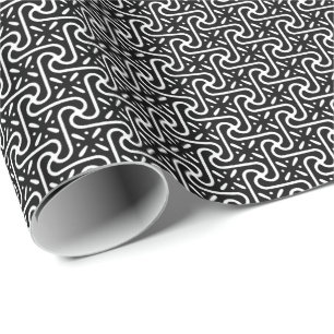 Egyptian tile pattern, black and white wrapping paper