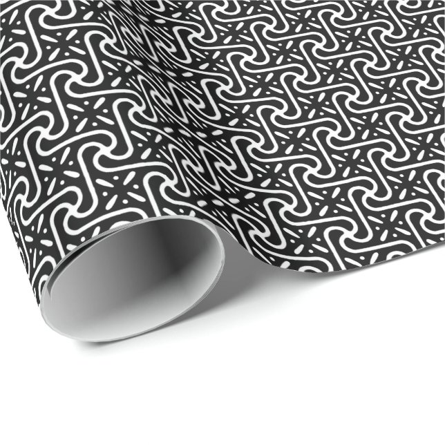Egyptian tile pattern, black and white wrapping paper (Roll Corner)