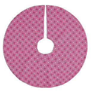 Egyptian tile pattern, burgundy and pink brushed polyester tree skirt