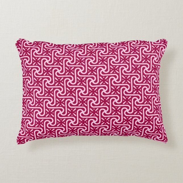 Egyptian tile pattern, burgundy and pink decorative cushion (Front)
