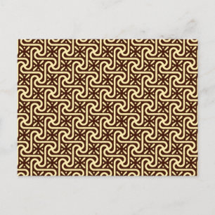 Egyptian tile pattern, chocolate brown and tan postcard
