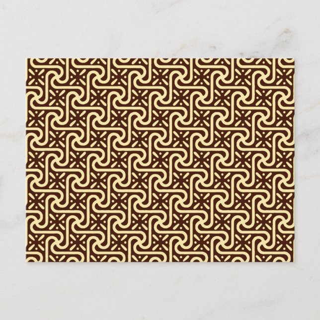 Egyptian tile pattern, chocolate brown and tan postcard (Front)