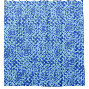 Egyptian tile pattern, cobalt and sky blue shower curtain