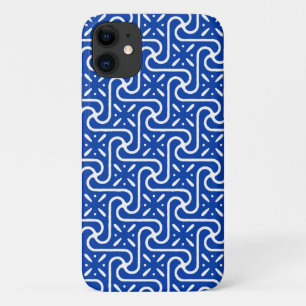 Egyptian tile pattern, cobalt blue and white iPhone 11 case
