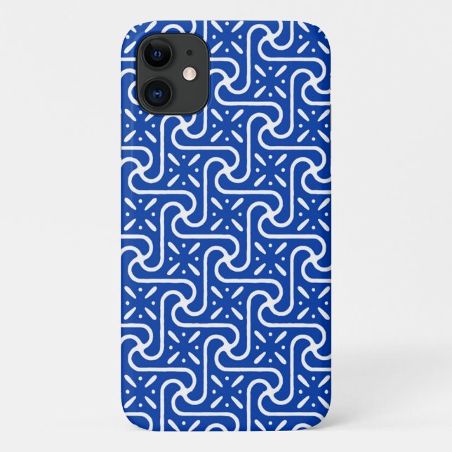 Egyptian tile pattern, cobalt blue and white Case-Mate iPhone case (Back)