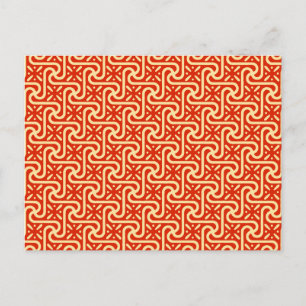 Egyptian tile pattern, coral orange postcard