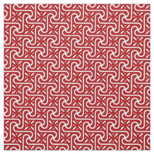 Egyptian tile pattern, dark red and white fabric
