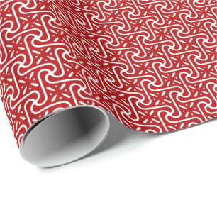 Egyptian tile pattern, dark red and white wrapping paper