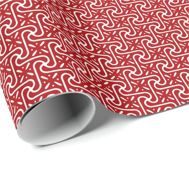 Egyptian tile pattern, dark red and white wrapping paper (Roll Corner)