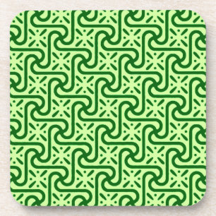 Egyptian tile pattern, emerald and lime green coaster