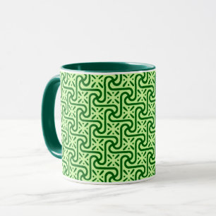 Egyptian tile pattern, emerald and lime green mug