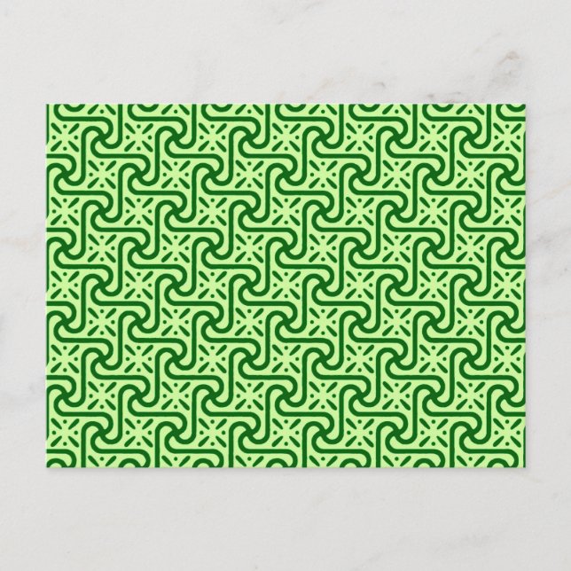 Egyptian tile pattern, emerald and lime green postcard (Front)