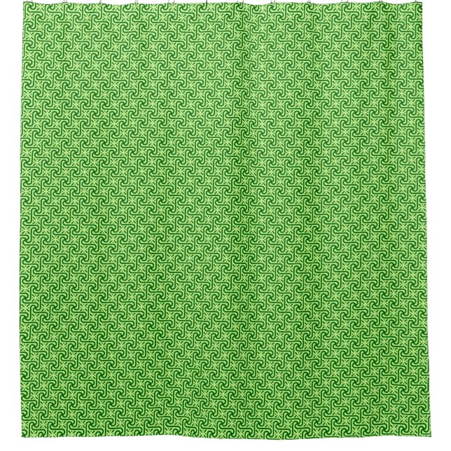 Egyptian tile pattern, emerald and lime green shower curtain (Front)