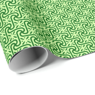 Egyptian tile pattern, emerald and lime green wrapping paper