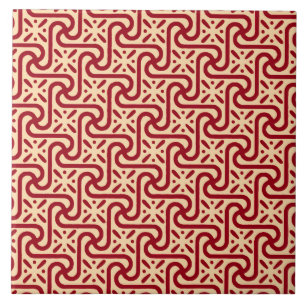 Egyptian tile pattern, maroon and peach
