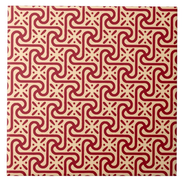 Egyptian tile pattern, maroon and peach (Front)