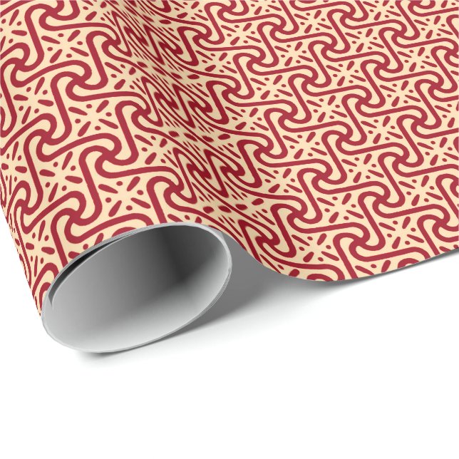 Egyptian tile pattern, maroon and peach wrapping paper (Roll Corner)