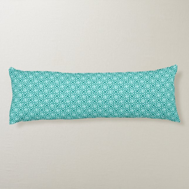 Egyptian tile pattern, turquoise and aqua body cushion (Back)
