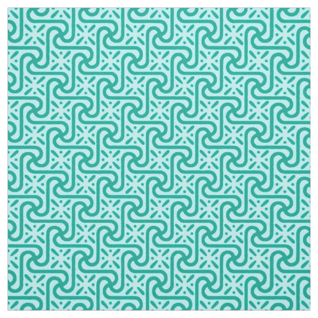 Egyptian tile pattern, turquoise and aqua fabric (Swatch)