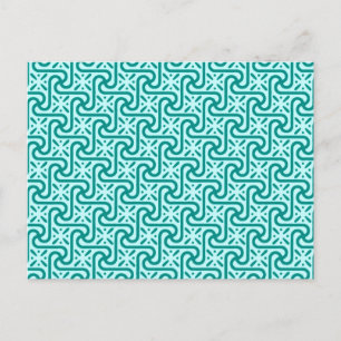 Egyptian tile pattern, turquoise and aqua postcard