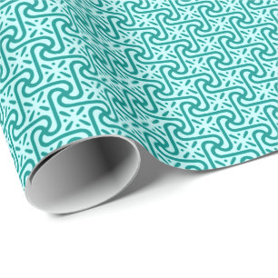 Egyptian tile pattern, turquoise and aqua wrapping paper