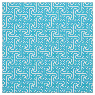 Egyptian tile pattern, turquoise and white fabric