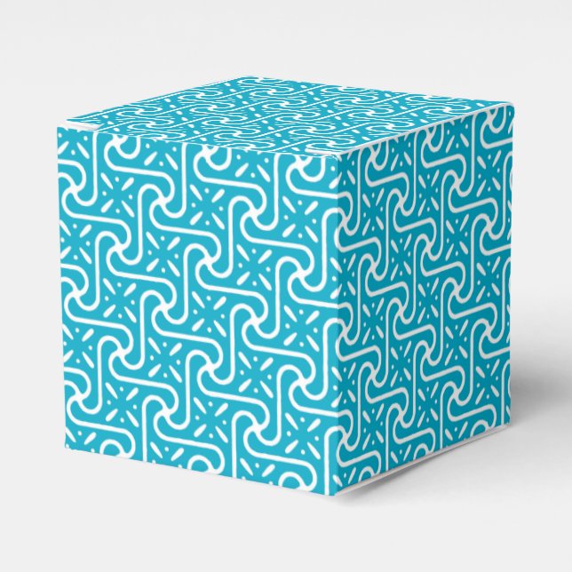 Egyptian tile pattern, turquoise and white favour box (Front Side)